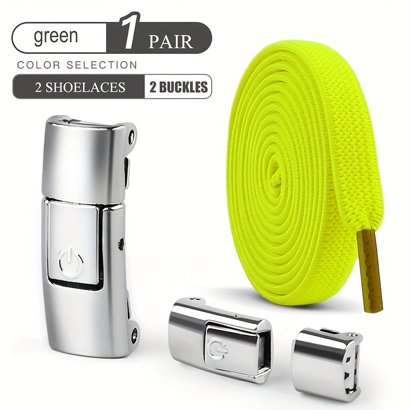 1 Pair Free-Tie Shoelaces Set, 2pcs Elastic Shoelaces & 2pcs Shoelaces Buckles For Sneakers Canvas Shoes