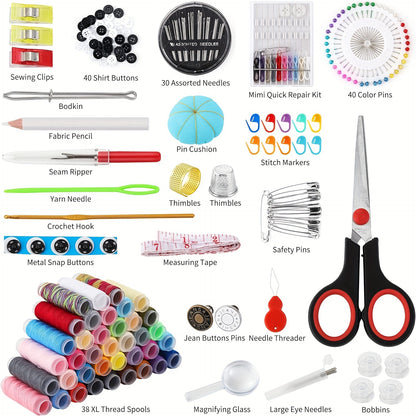 229 Piece Sewing Kit Gift Set for Grandma, Mom, Friends, Adult Beginners, Travelers - Portable Sewing Supplies & Accessories with Case - Includes Thread, Needles, Scissors, Tape Measure, Pins & More