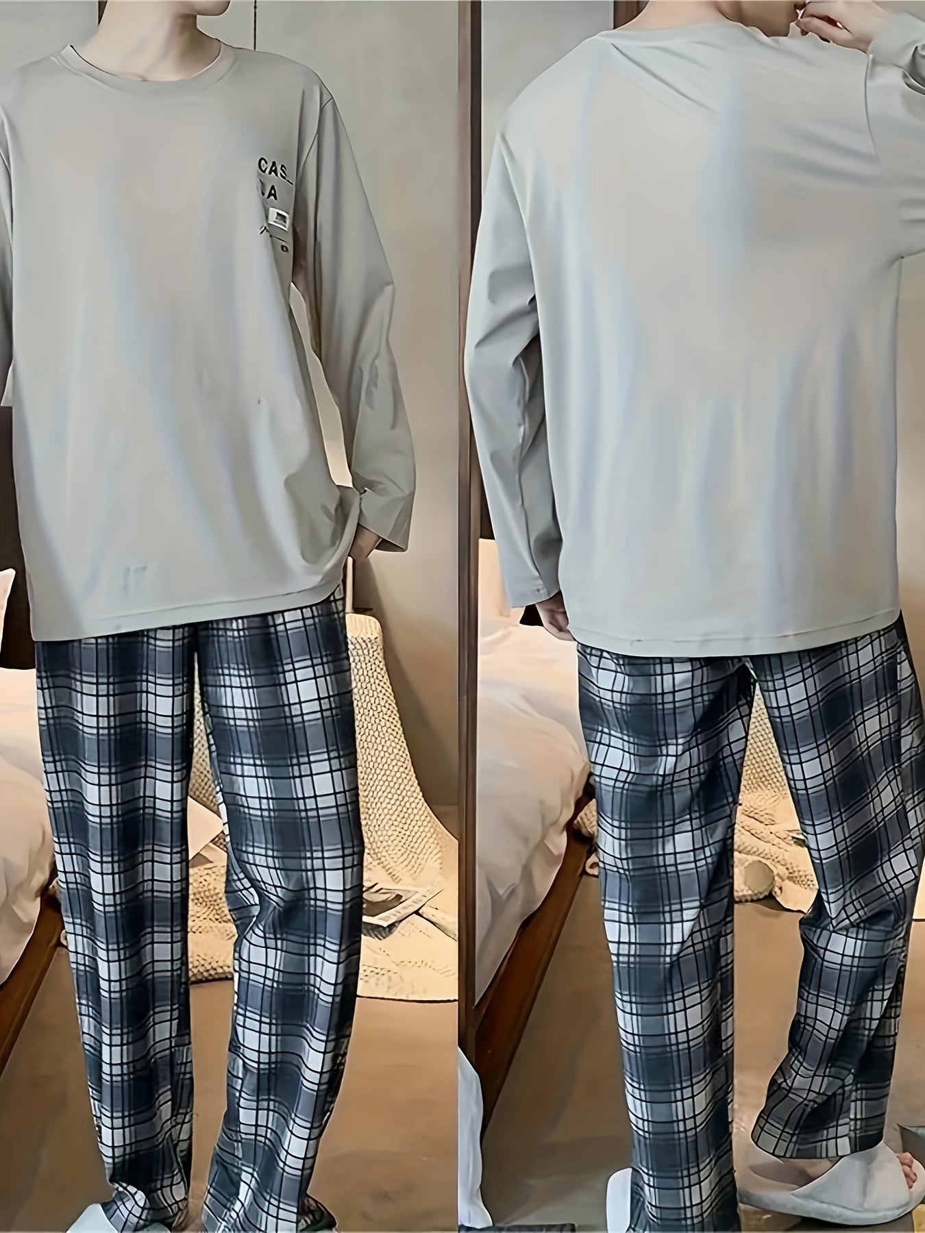New Men's Pajamas for Autumn and Winter, Casual, Simple and Luxurious Home Wear Set