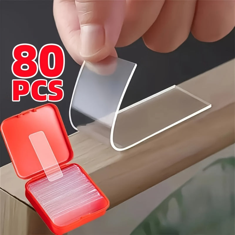 160pcs/80pcs Multifunctional Double-Sided Tape Set - Transparent, Removable, Waterproof Hanging Strips, Used for Pasting Christmas Gifts, Festivals, Parties, Hanging Decorations, Couplets, Photos, and Clocks.