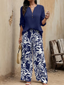 Spring-Summer Fashion Design Elegant Pullover Long Sleeve Top + Pants Set