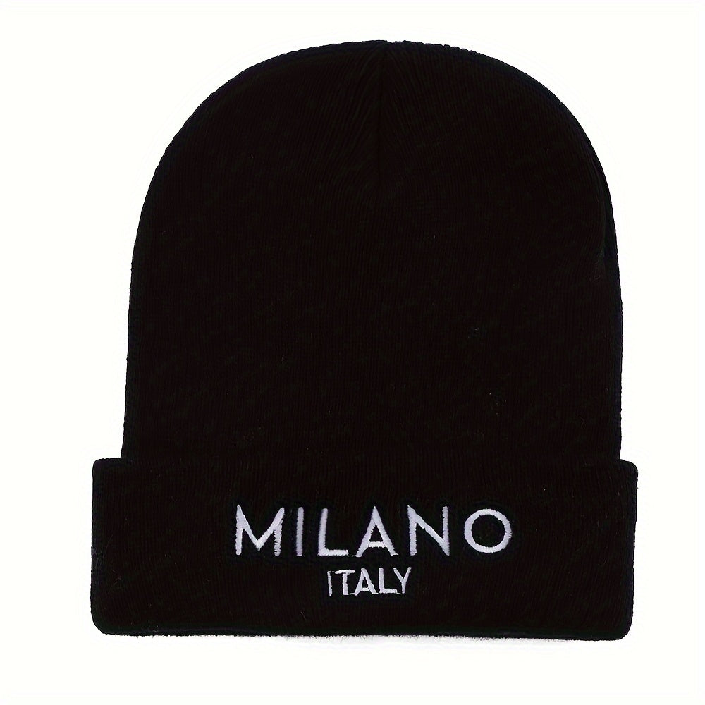 Milano Italy Embroidered Acrylic Skullies & Beanies for Women, 1 or 2-Pack - Elastic Lightweight Warm Knit Caps for Fall Winter Outdoor Activities