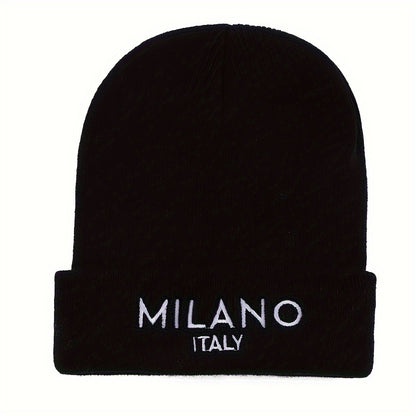 Milano Italy Embroidered Acrylic Skullies & Beanies for Women, 1 or 2-Pack - Elastic Lightweight Warm Knit Caps for Fall Winter Outdoor Activities