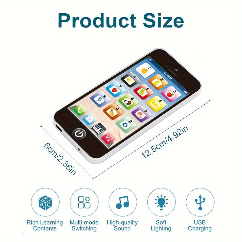 1 teléfono inteligente interactivo YS para niños, 8 modos de carga USB, iluminación ambiental, aprendizaje de idiomas, juguete educativo para bebés, regalo ideal de Navidad.