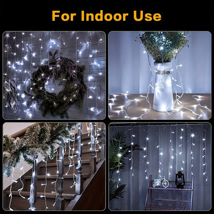 1pc Waterproof LED Solar Icicle String Lights - 23ft/7m with 160LEDs - Perfect for Christmas, Halloween, and Thanksgiving Decorations - Ideal For Bedroom, Patio, Garden and Outdoor