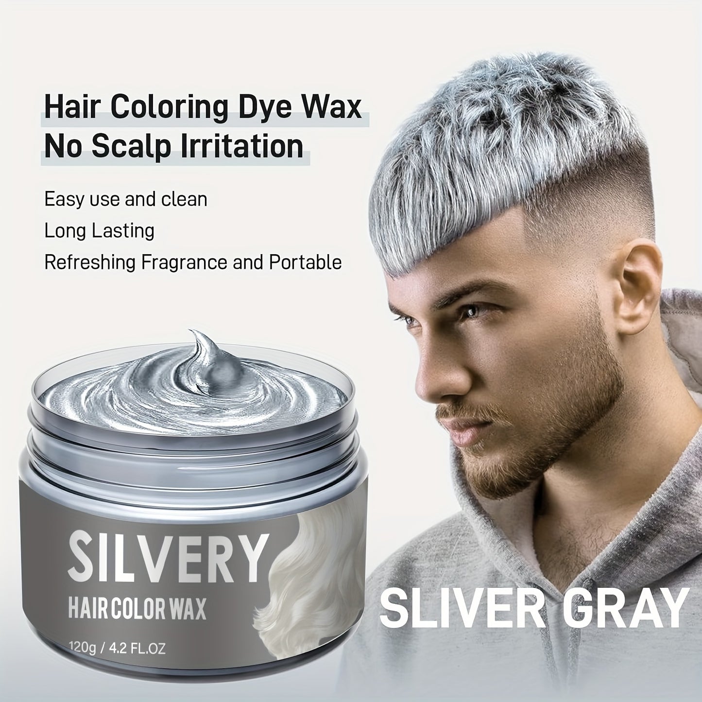 Two Boxes Of 120g Silvery Temporary Hair Colour Wax - Washable And Natural, Perfect For DIY Styling, Ideal For Christmas And Halloween Birthday Parties