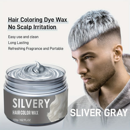 Two Boxes Of 120g Silvery Temporary Hair Colour Wax - Washable And Natural, Perfect For DIY Styling, Ideal For Christmas And Halloween Birthday Parties