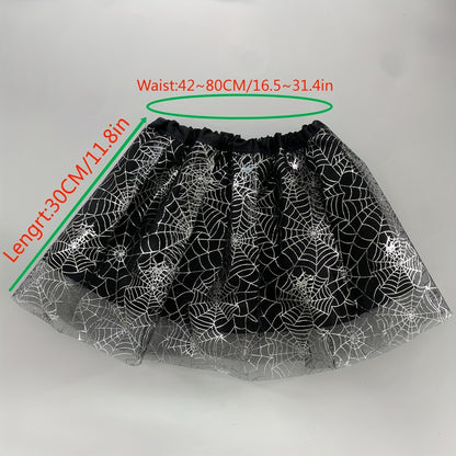 Halloween Party Dress Up Supplies, Tutu Mesh Skirt, Spider Web Cartoon Shape Short Skirt, Suitable For Festival Raves, Dance Performances And Other Occasions