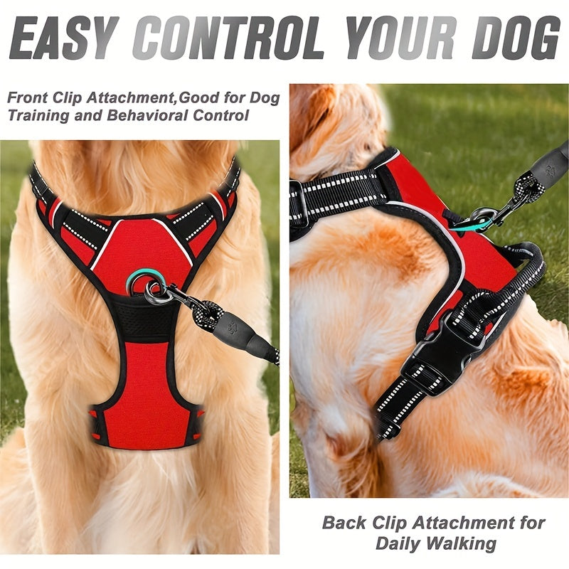 No Pull Dog Harness Front Clip Heavy Duty Reflective Easy Control Handle For Large Dog Walking