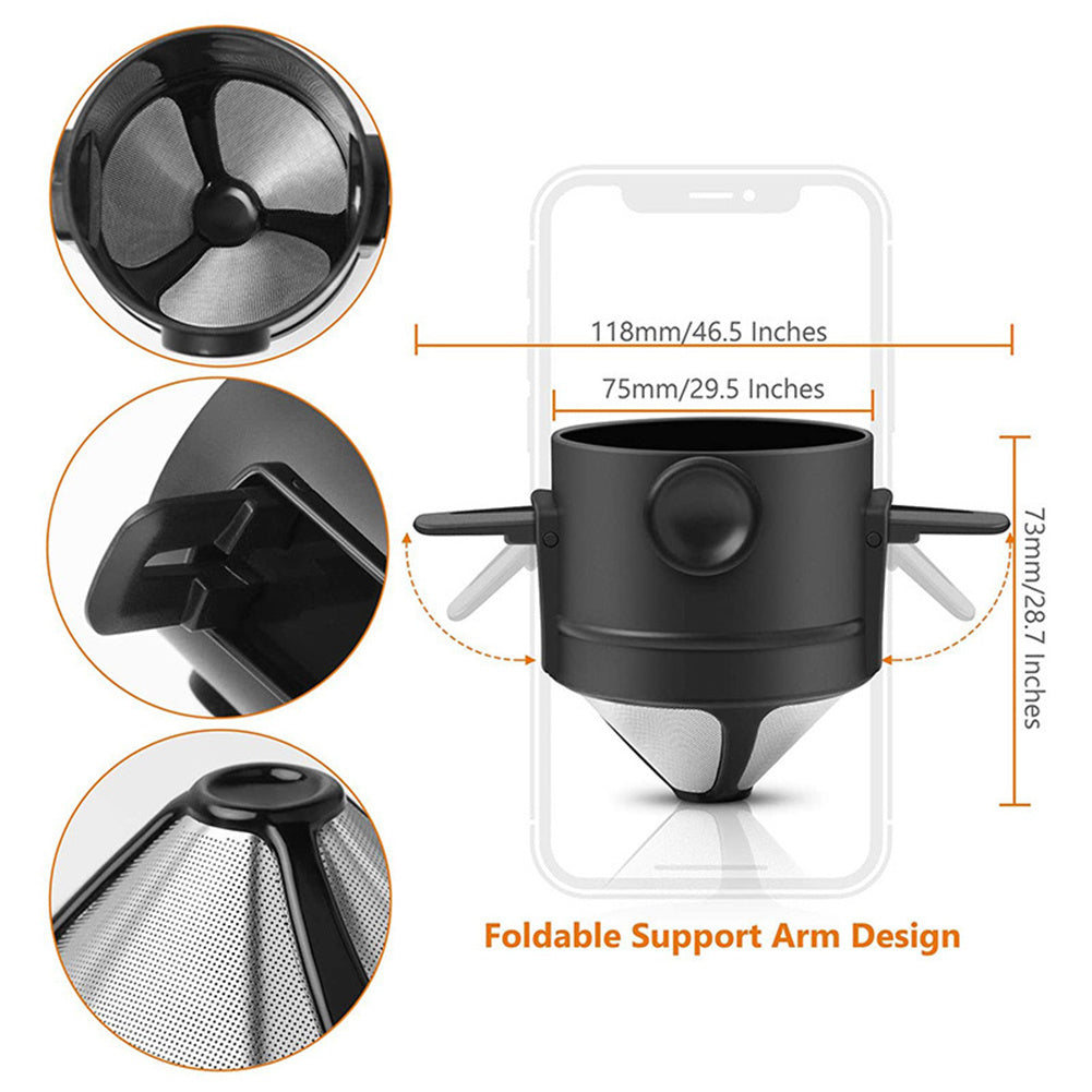 1pc Double Layer 304 Stainless Steel Coffee Filter Cup - Foldable and Portable for Hand-Pour Coffee - Little Angel Design