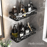 Easy-Install No-Drill Wall Shelf for Bathroom & Kitchen - Durable Plastic Shower Caddy with Hooks, Perfect for Shampoo & Accessories Storage
