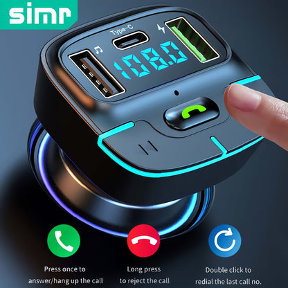 Super Lossless Sound Wireless Car MP3 Player FM Transmitter Dual USB Fast Charging PD Type-C USB One-Key Hands-Free Calling Car Audio Receiver