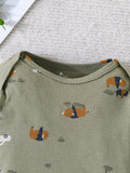 5pcs, Cactus Pattern Cotton Bodysuit For Baby Boys