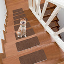 15pcs Reusable Self-Adhesive Hardwood Step Carpet Stair Treads, Indoor Activity Pet Non-Slip Safety