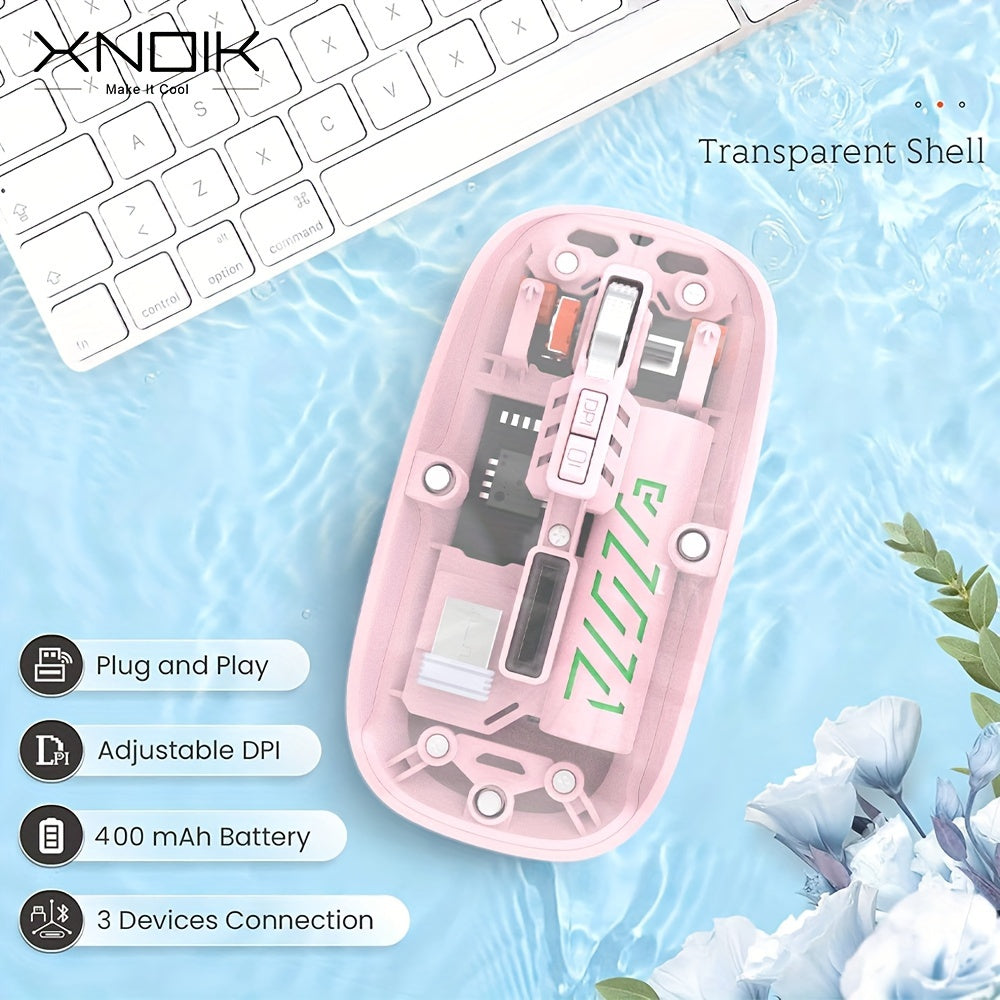 XNOIK Ambidextrous Rechargeable Wireless Mouse - Optical, 400mAh Battery, 2.4G & Wireless Connectivity, Silent Click, Multi-Device Compatible for Macbook Pro, Laptop, PC - ESports & Tech Themed
