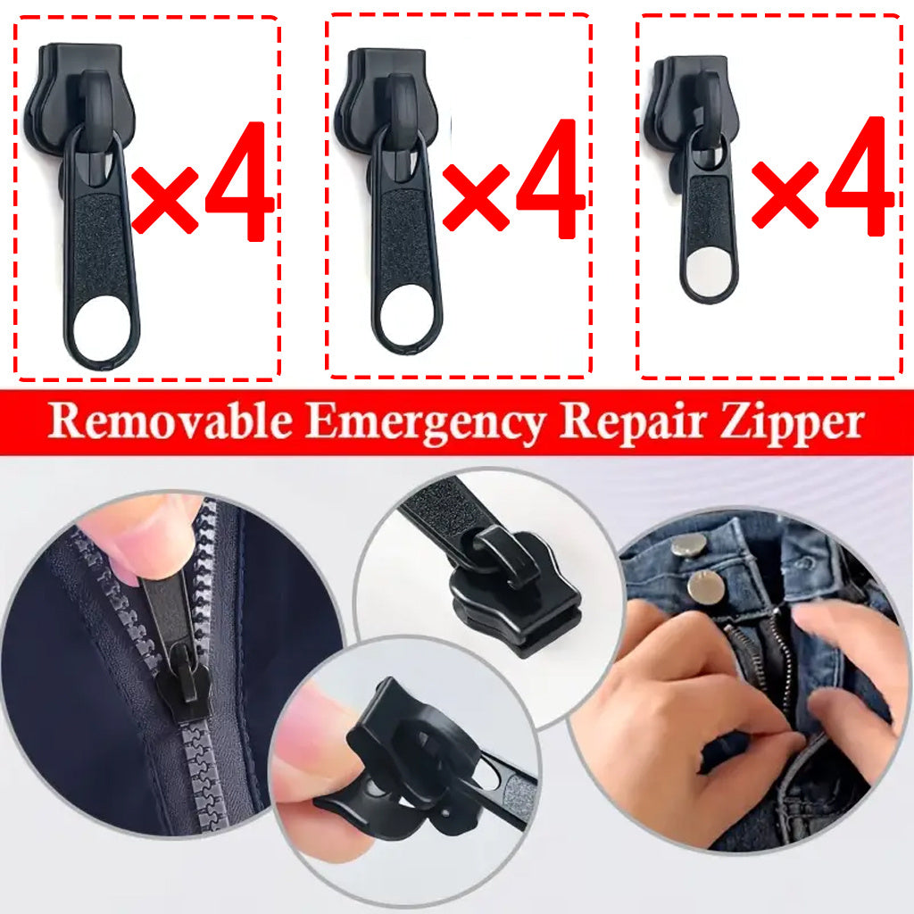 3/6/12pcs Instant Zipper Repair Kit, with Universal Design and Multiple Sizes, Portable Fast Repair Buckle, Replace Zipper, Suitable for Luggage and Clothing, Black