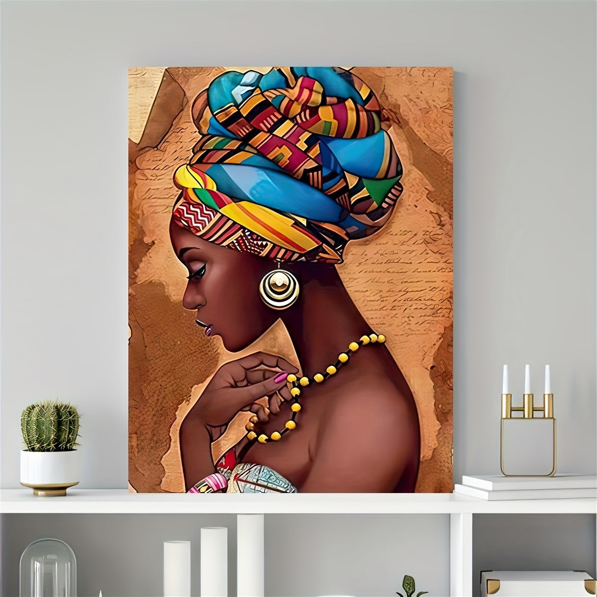 1pc African Art Woman Painting Prints On Canvas, Beauty Girl, Scandinavian Posters, Wall Art Picture, For Living Room/Bedroom Decor