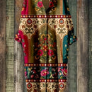 Plus Size - Elegant Floral Print Maxi Dress with Long Sleeves - Blue & White Floral Design, Button-Up Front, Casual Style for Women, All-Season Wear, Casual Summer Dress | Floral Print Dress | Nonstretch Fabric