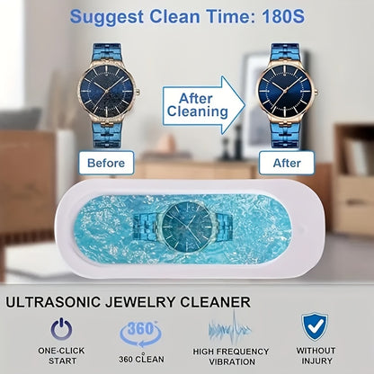 Multifunctional Electric Sonic Cleaning Machine, Jewelry Automatic 360° Deep Cleaning Tool,Ultra-Portable, Usbcharging, High-Frequency Vibration, Easy to Clean Earrings, Rings, Necklaces, Glasses, Toothbrushes, Watches, Make