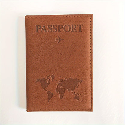 1pc Minimalist PU Leather Travel Passport Holder, Ticket Holder