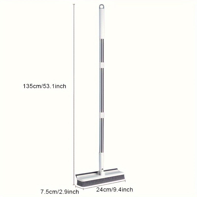 Multi-Purpose Floor Scrub Brush with Long Stainless Steel Handle - Rotating Head for Efficient Cleaning, Ideal for Bathroom, Kitchen, Carpet & Wall - Durable Hard Bristles, No Electricity Needed, Bathroom Cleaning Tools
