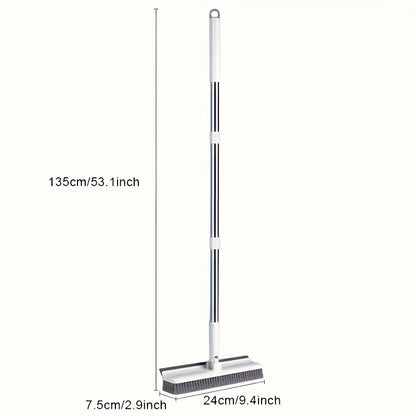 Multi-Purpose Floor Scrub Brush with Long Stainless Steel Handle - Rotating Head for Efficient Cleaning, Ideal for Bathroom, Kitchen, Carpet & Wall - Durable Hard Bristles, No Electricity Needed, Bathroom Cleaning Tools