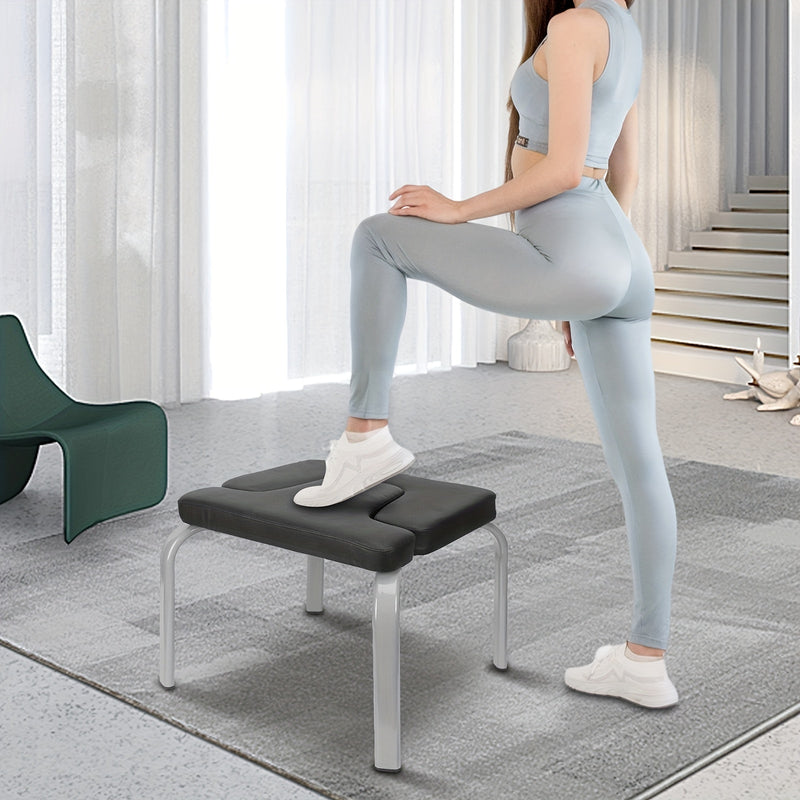 1x Black PU Yoga Inversion Chair with Steel Pipe Frame - Detachable, 200kg Capacity, Ideal for Headstands & Workouts, Perfect for Halloween/Christmas/Thanksgiving, Versatile Workout Chair|Modern Fitness Chair|Durable Construc