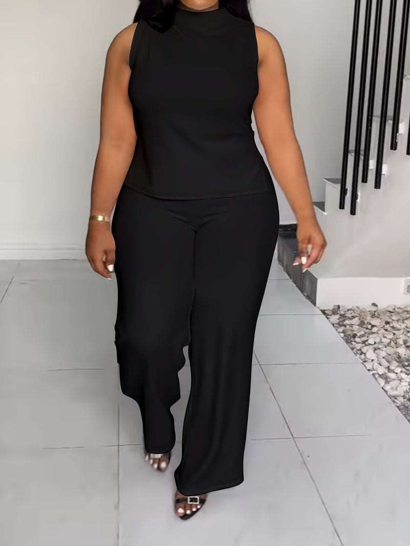 QF2364 Solid Color Summer Sleeveless Casual Suit