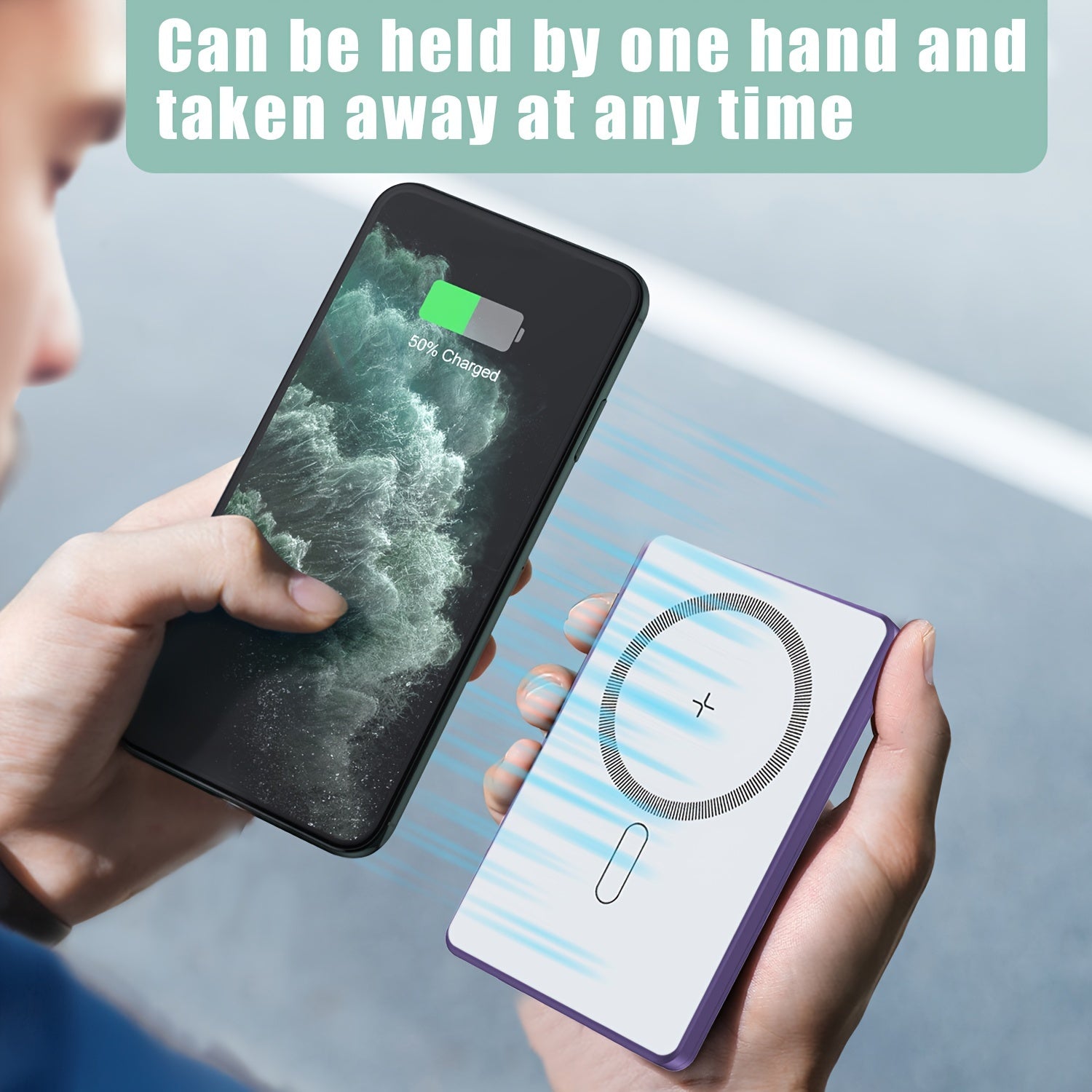 Magnetic Wireless Charger Power Bank, 15W USB-C PD Fast Charging, 5000mAh Portable Battery with LED Display, Lithium Polymer Rechargeable, USB Charging ≤36V for iPhone 15/14/13/Pro/Mini/Pro Max