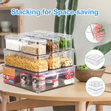 Stackable Refrigerator Organizer Bins with Lids - BPA-Free Leakproof Clear PP Storage Containers - Airtight Meal Prep System - Reusable, Stackable Kitchen Organizing Boxes for Fruits, Vegetables, Meats, Grains - Essential for