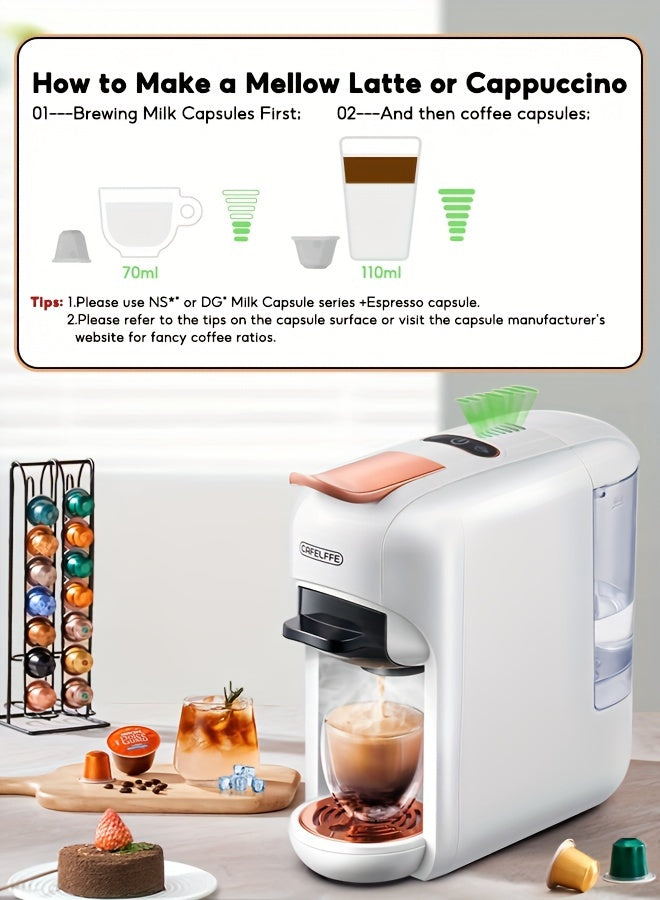 Cafetera de cápsulas 5 en 1 CAFELFFE, control de temperatura (frío/caliente), calefacción, compatible con Dolce Gusto, K-CUP, cápsulas de café y café molido, cafetera automática para la cocina del hogar, gran regalo para Halloween y Navidad.