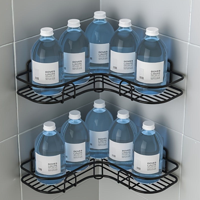 Estante de esquina sin perforaciones para baño, organizador de pared para inodoro, champú, loción y cosméticos, accesorios de baño