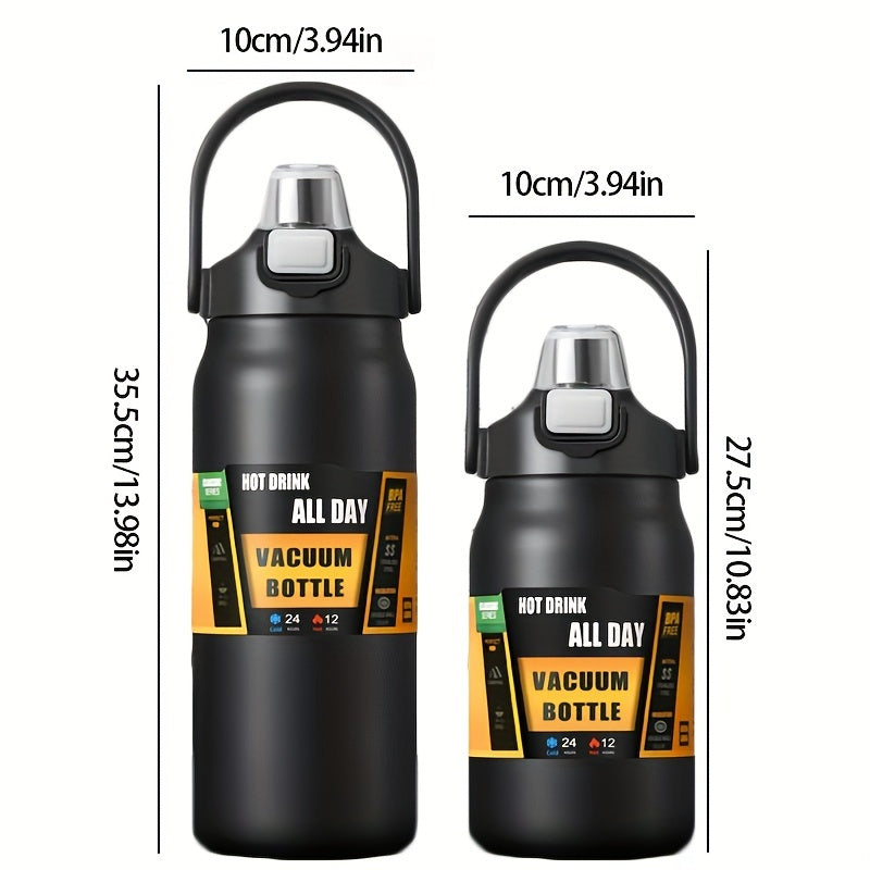 Stainless Steel Sports Water Bottle with Multi-Functional Lid, Twin-Drinking Methods with Straw & Direct Drink, Portable & Insulated Flask, 1000ml/1500ml, BPA-Free for Outdoor, Camping, Hiking, Travel & Driving, Ideal Gift fo