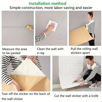 Modern 3D Peel-and-Stick Wall Decals - Easy Clean, Self-Adhesive Foam Wallpaper for Kitchen, Living Room, Bathroom, Hallway - European Home Decor, DIY Renovation, Easy Cut and Stick, Bedroom and Living Room Decor, 3D, Foam Wa