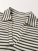 Summer New Arrival Plus Size Women's V-Neck Striped Top and Shorts Set