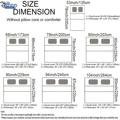 Disney Has Been Authorized 3pcs Cute Bed Cover Anime Cartoon Bedding - Includes Duvet Cover And Pillowcase, Perfect Choice for Bedroom Or Dormitory