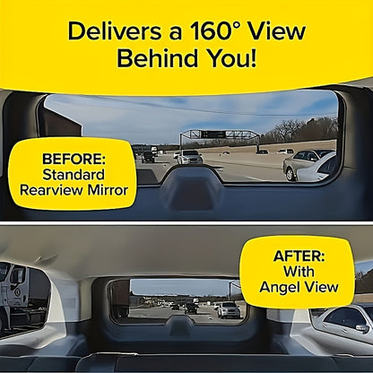 1PC Wide-Angle Panoramic Car Rearview Mirror: Enhances Blind Spot Visibility &amp; Large Field of View - Durable ABS Material