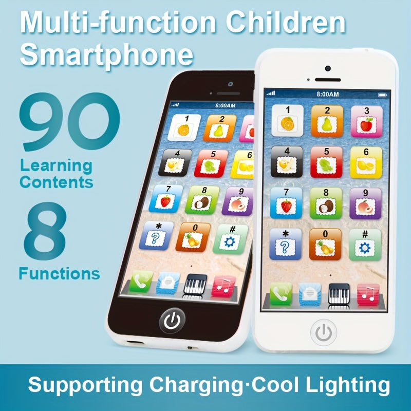 1 teléfono inteligente interactivo YS para niños, 8 modos de carga USB, iluminación ambiental, aprendizaje de idiomas, juguete educativo para bebés, regalo ideal de Navidad.
