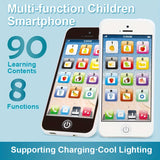 1 teléfono inteligente interactivo YS para niños, 8 modos de carga USB, iluminación ambiental, aprendizaje de idiomas, juguete educativo para bebés, regalo ideal de Navidad.