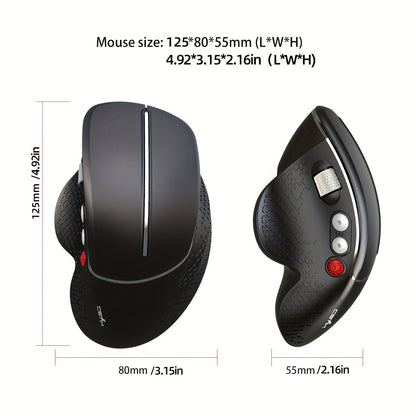HXSJ New Ergonomic Mouse Side Metal Roller 2.4G Optoelectronic Vertical Mouse Suitable For Home Office Games Battery Not Included