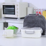 Juego de 3 loncheras portátiles: bolsa térmica, lonchera y taza de avena. Bolsa térmica plegable de aluminio con lonchera de polipropileno y taza de avena.