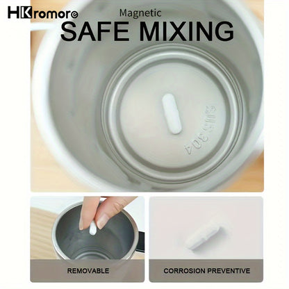 HKromore 1pc Intelligent Temperature Measurement, Magnetic Automatic Stirring Cup, Electric Portable Coffee Cup, Milkshake Cup, Anti Settling Design, Intelligent Temperature Measurement, Electromagnetic Capsule, 304 Stainless