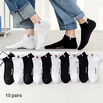 10pcs Breathable No-Show Socks - Comfortable, Sweat-Wicking Athletic Boat Socks for Men & Women