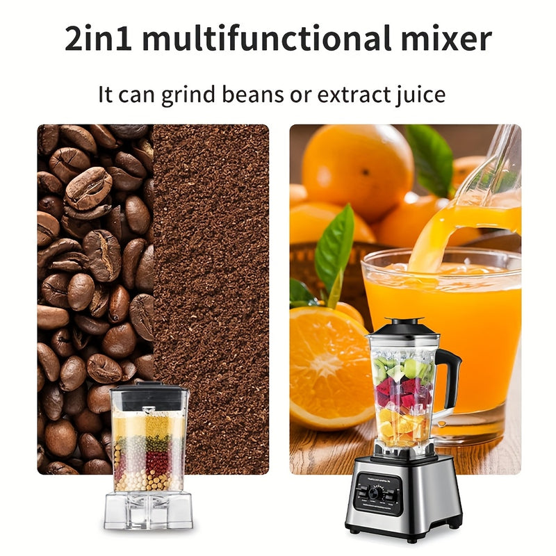 Powerful Blender with 6000W, Mixer, Juicer, Ice Crusher, Tabletop Mixer, 2.5L Container, Food Processor, Household Two-In-One Broken Wall Machine, Crushed Ice Processor.