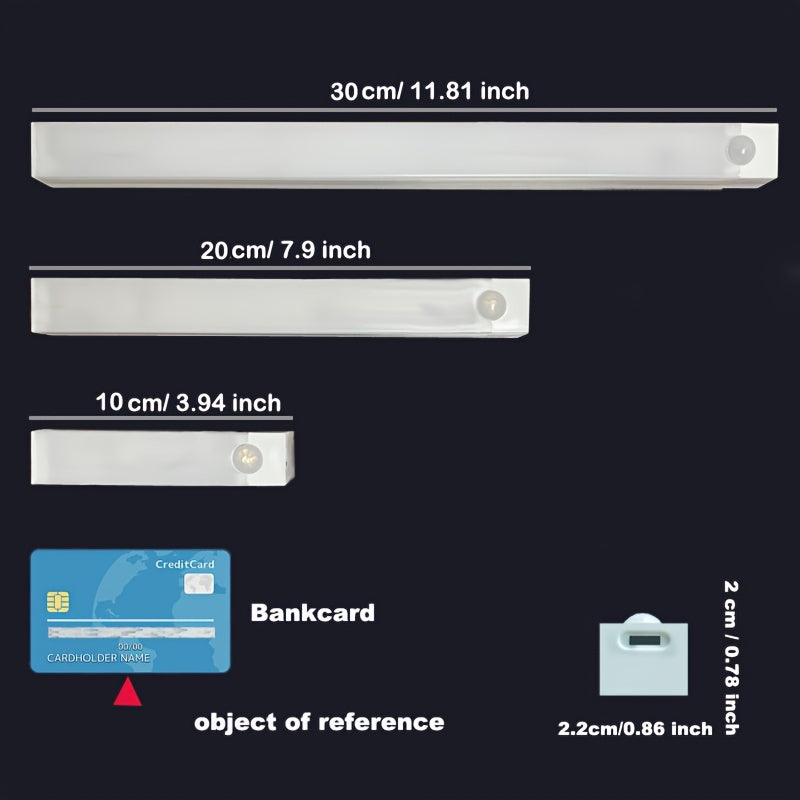 Smart Motion-Activated LED Light Strip - Wireless, Magnetic Mount, USB Rechargeable for Wardrobe, Kitchen, Desk & More