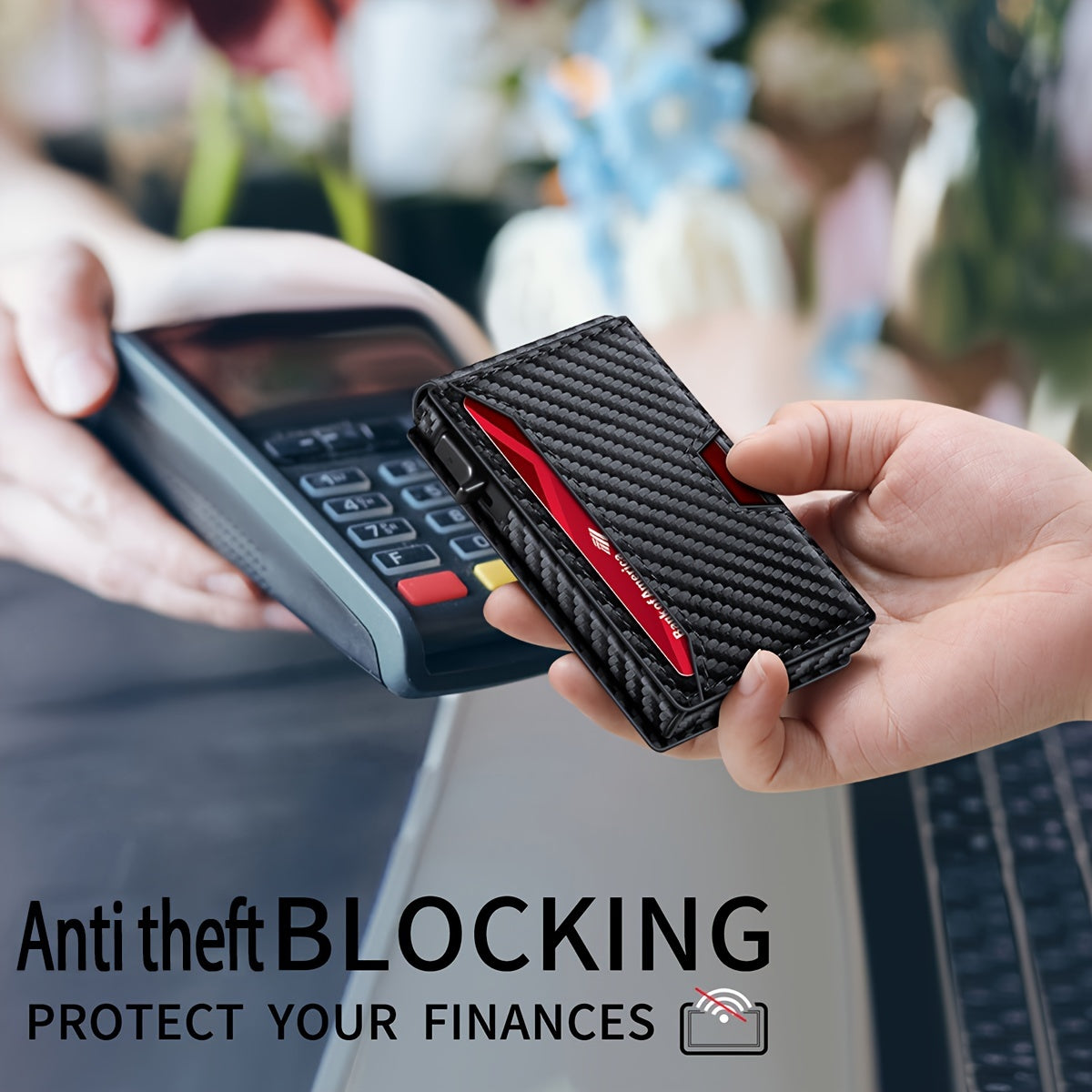 Men's Sleek Magnetic Closure Wallet with AirTag Holder - RFID Blocking, PU Leather, Black