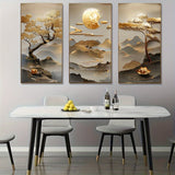 3pcs Modern Art Deco Canvas Posters Set - Vibrant Tree of Life & For Lotus Flower Prints for Living Room, Bedroom - Frameless Oil Painting Wall Art with Portrait Orientation