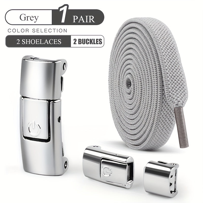 1 Pair Free-Tie Shoelaces Set, 2pcs Elastic Shoelaces & 2pcs Shoelaces Buckles For Sneakers Canvas Shoes