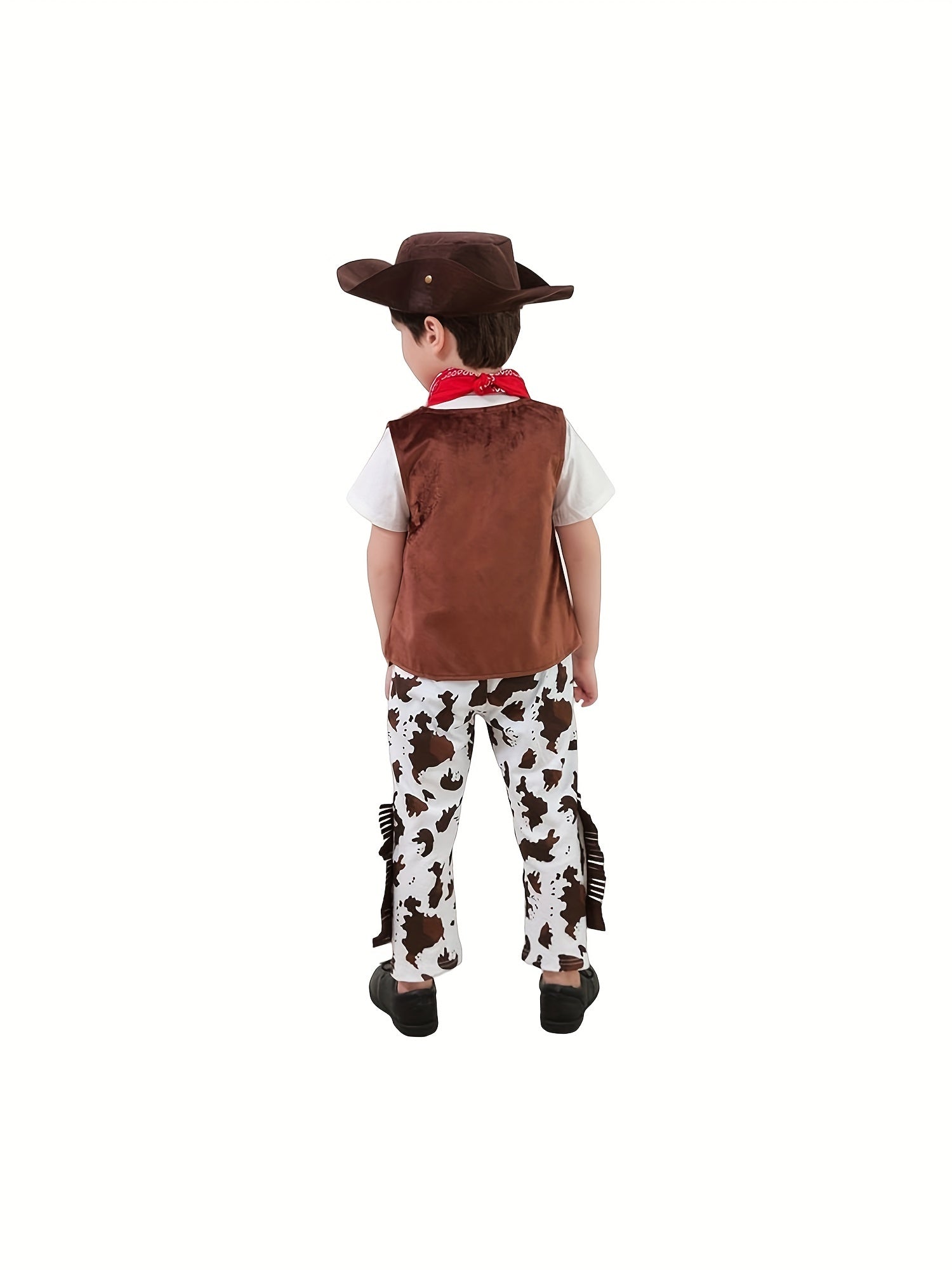 Cowboy Costume For Boys, 4-piece Set, Boy's Dress-Up Birthday Party Halloween Cosplay Outfits Set, Outdoor Clothing