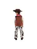 Cowboy Costume For Boys, 4-piece Set, Boy's Dress-Up Birthday Party Halloween Cosplay Outfits Set, Outdoor Clothing
